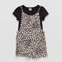 Self Esteem Big Kid Girls Sleeveless Leopard Romper
