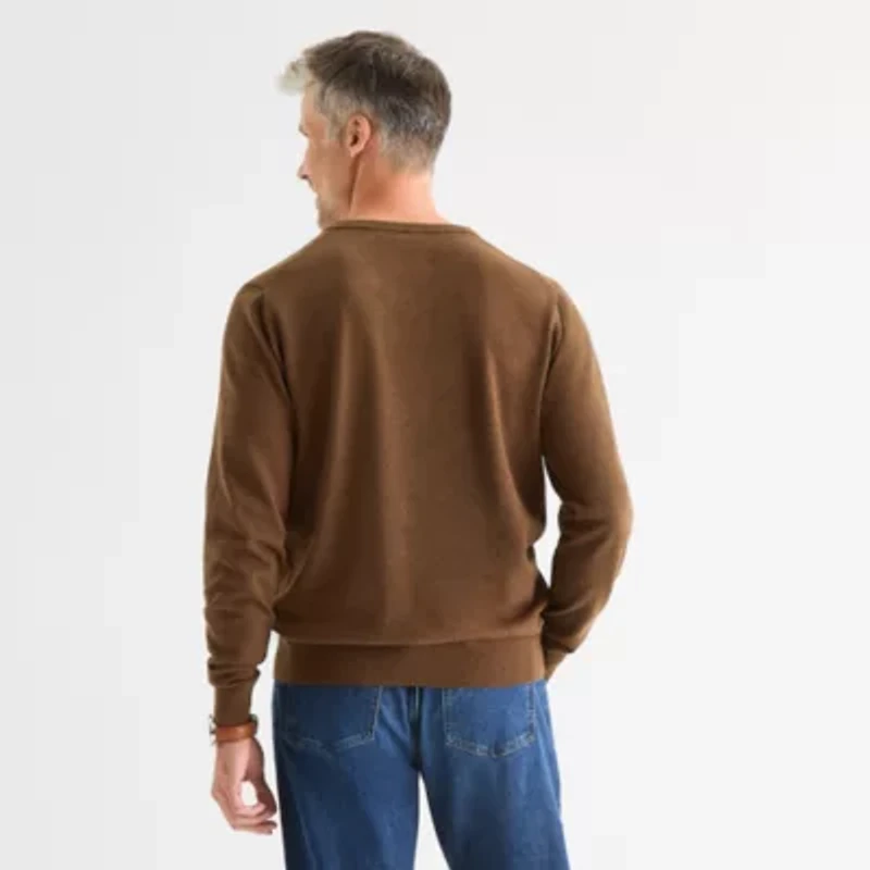 St. John's Bay Fine Gauge Mens V Neck Long Sleeve Pullover Sweater