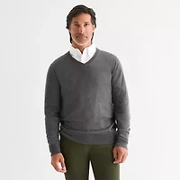 St. John's Bay Fine Gauge Mens V Neck Long Sleeve Pullover Sweater