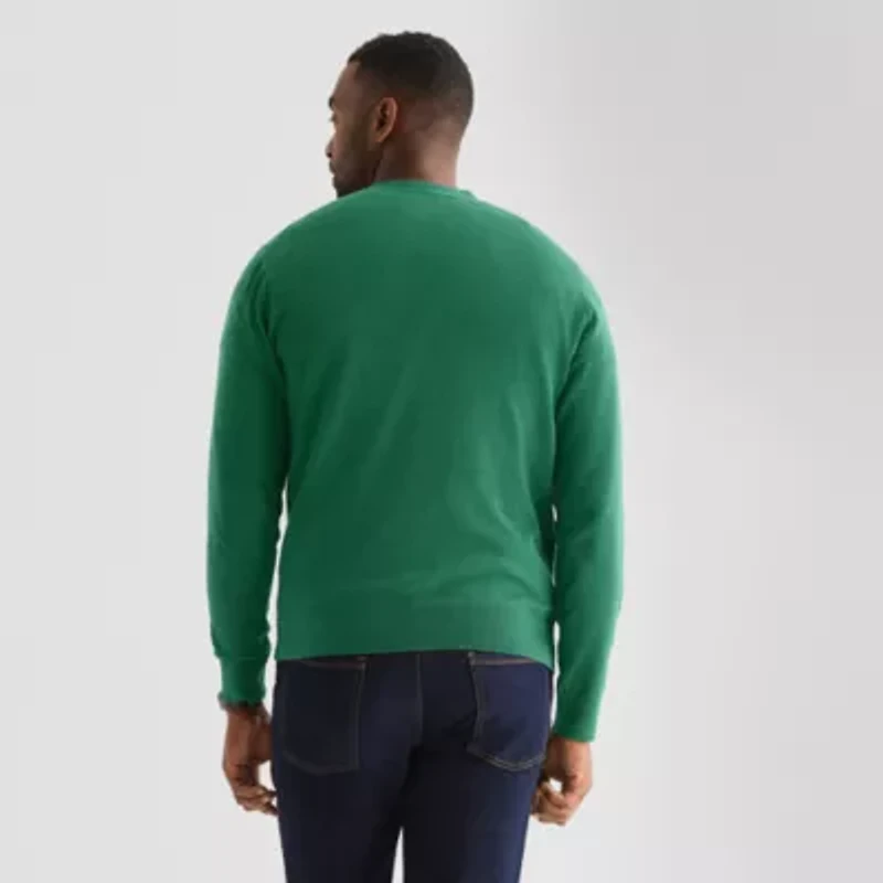 St. John's Bay Fine Gauge Mens V Neck Long Sleeve Button Cardigan