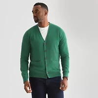 St. John's Bay Fine Gauge Mens V Neck Long Sleeve Button Cardigan