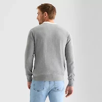 St. John's Bay Fine Gauge Mens V Neck Long Sleeve Button Cardigan