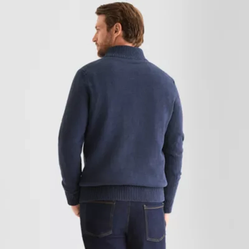 St. John's Bay Mens Mock Neck Long Sleeve Quarter-Zip Pullover Sweater