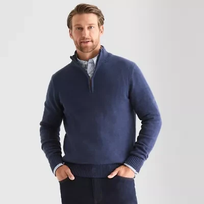 St. John's Bay Mens Mock Neck Long Sleeve Quarter-Zip Pullover Sweater