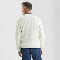 St. John's Bay Cable Mens Crew Neck Long Sleeve Pullover Sweater