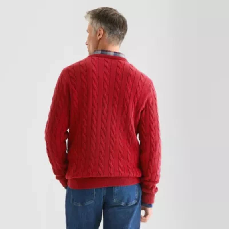 St. John's Bay Cable Mens Crew Neck Long Sleeve Pullover Sweater