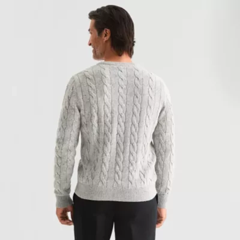 St. John's Bay Cable Mens Crew Neck Long Sleeve Pullover Sweater