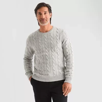 St. John's Bay Cable Mens Crew Neck Long Sleeve Pullover Sweater