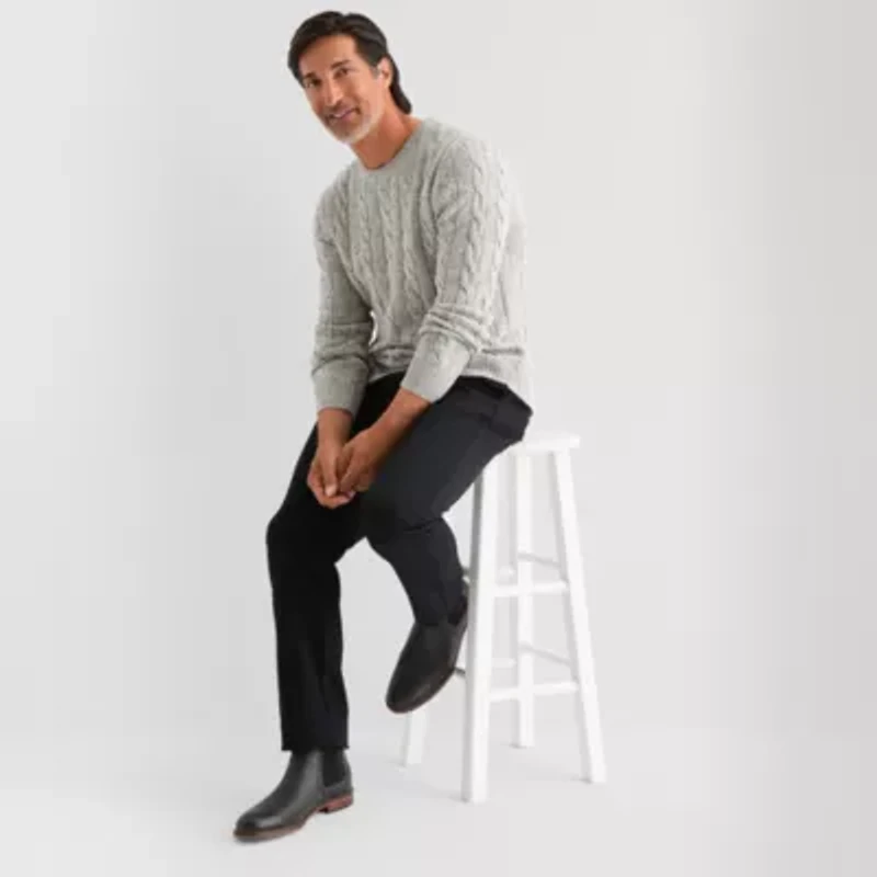 St. John's Bay Cable Mens Crew Neck Long Sleeve Pullover Sweater