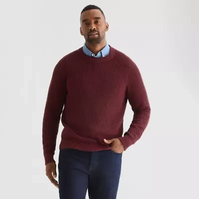 St. John's Bay Raglan Waffle Mens Crew Neck Long Sleeve Pullover Sweater