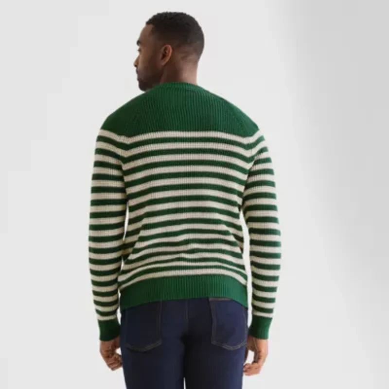 St. John's Bay Raglan Waffle Mens Crew Neck Long Sleeve Pullover Sweater