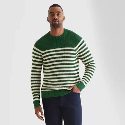 St. John's Bay Raglan Waffle Mens Crew Neck Long Sleeve Pullover Sweater