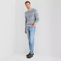 St. John's Bay Textured Stripe Mens Crew Neck Long Sleeve Pullover Sweater