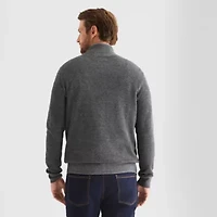 St. John's Bay Birdseye Mens Mock Neck Long Sleeve Quarter-Zip Pullover Sweater