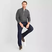 St. John's Bay Birdseye Mens Mock Neck Long Sleeve Quarter-Zip Pullover Sweater