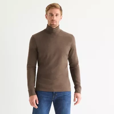 St. John's Bay Interlock Mens Long Sleeve Classic Fit Turtleneck