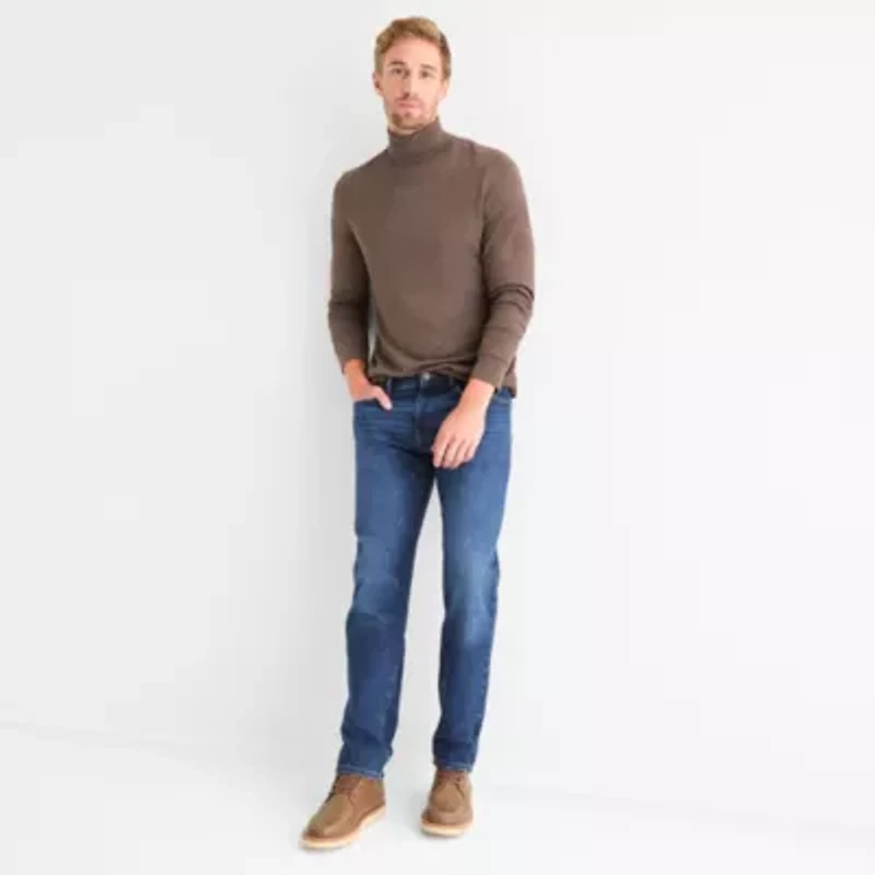St. John's Bay Interlock Mens Long Sleeve Classic Fit Turtleneck