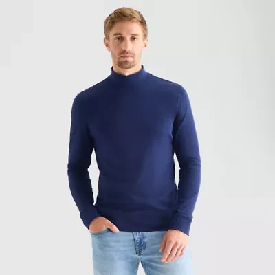St. John's Bay Interlock Mens Long Sleeve Mock Neck Top