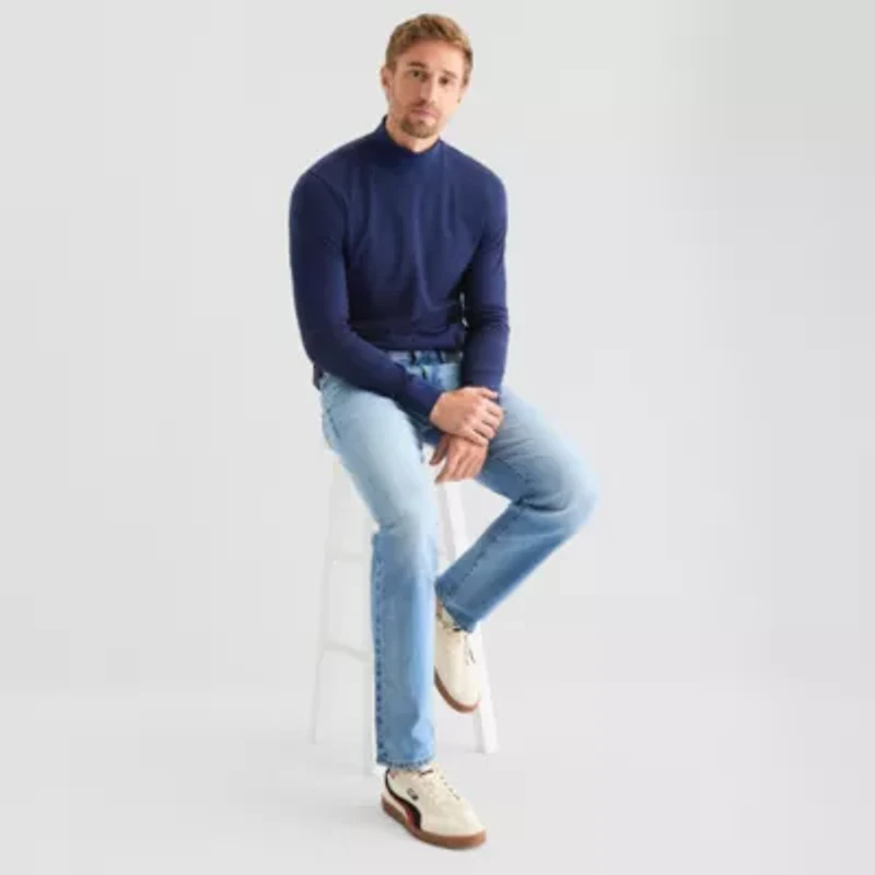 St. John's Bay Interlock Mens Long Sleeve Mock Neck Top