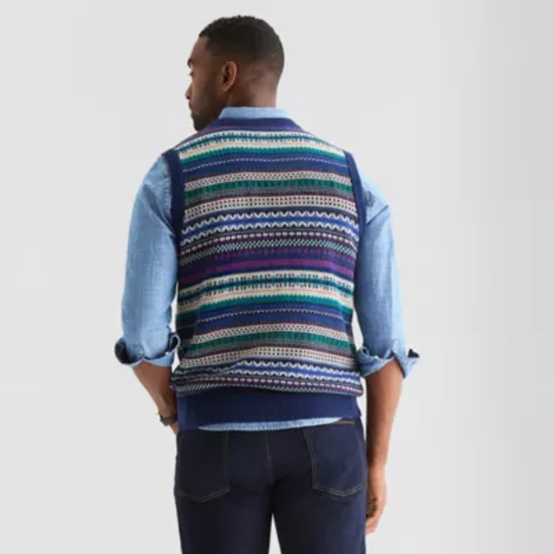 St. John's Bay Fairisle Mens V Neck Sweater Vest