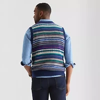 St. John's Bay Fairisle Mens V Neck Sweater Vest