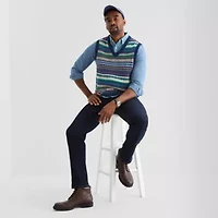 St. John's Bay Fairisle Mens V Neck Sweater Vest