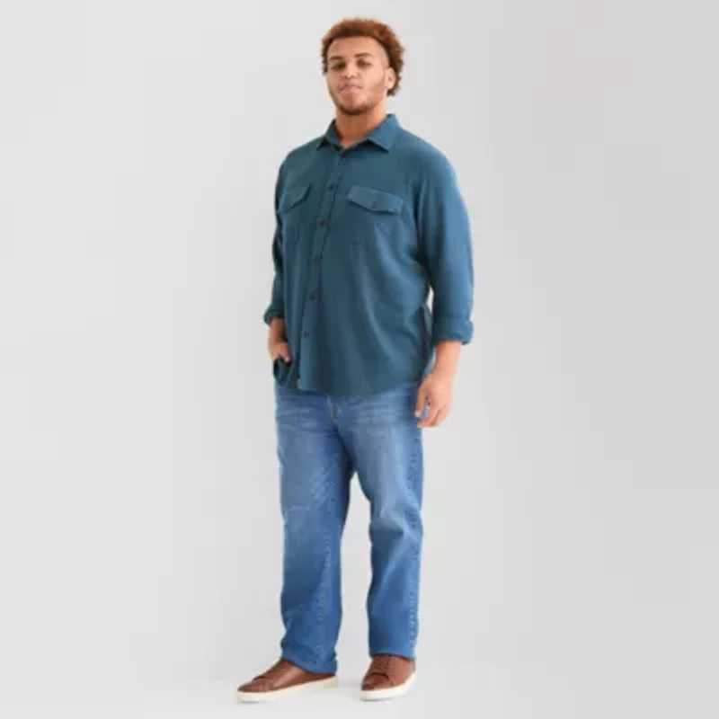 mutual weave Mens Long Sleeve Regular Fit Big and Tall Flannel Shirt
