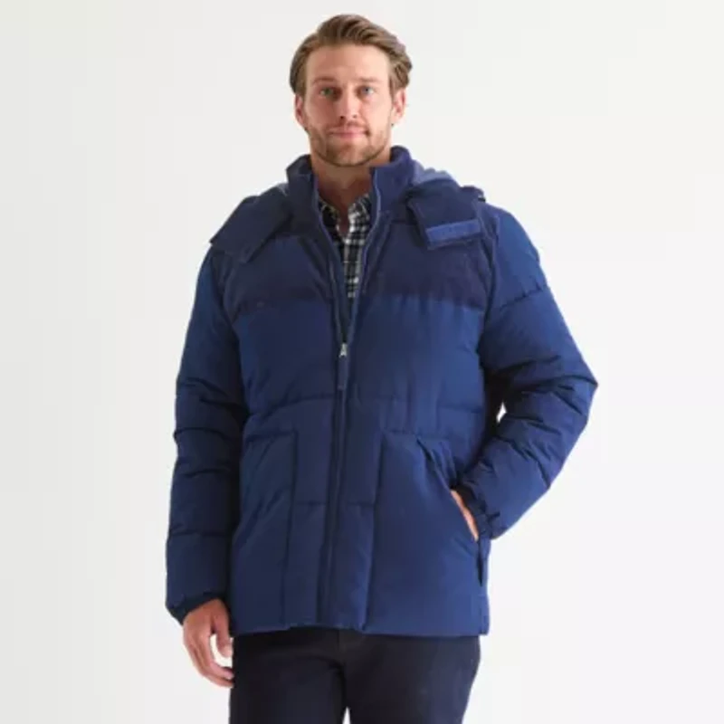 St. John's Bay Mens Hooded Hidden Access Opening Heavyweight Puffer Jacket