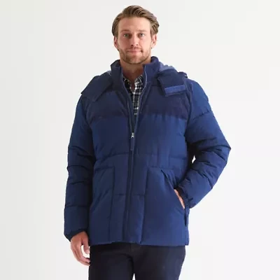 St. John's Bay Mens Hooded Hidden Access Opening Heavyweight Puffer Jacket