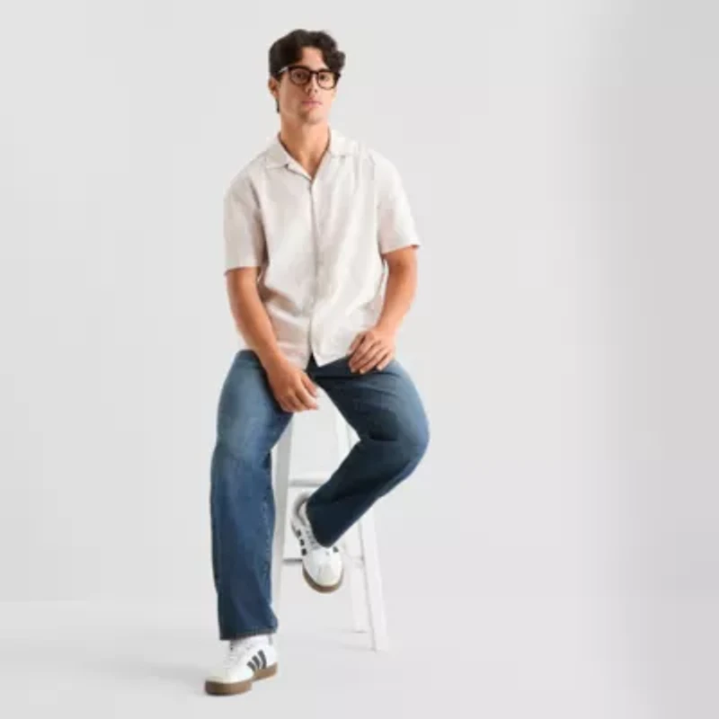 Arizona Mens Short Sleeve Relaxed Fit Button-Down Shirt