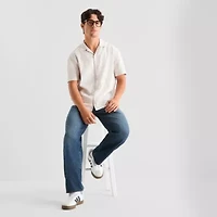 Arizona Mens Short Sleeve Relaxed Fit Button-Down Shirt