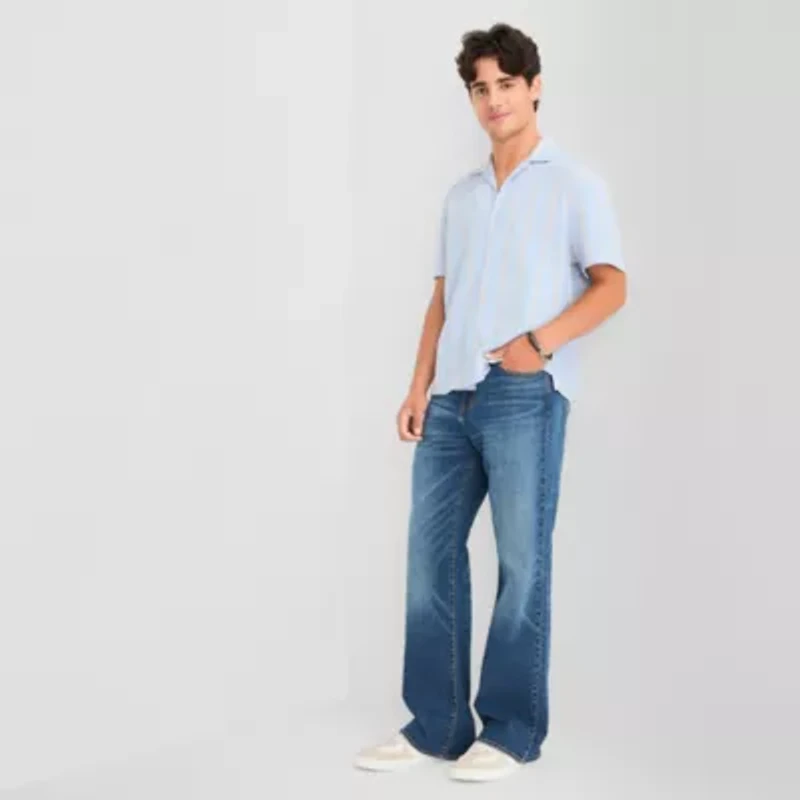 Arizona Mens Short Sleeve Relaxed Fit Button-Down Shirt