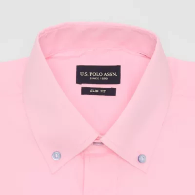 U.S. Polo Assn. Mens Slim Fit Stretch Fabric Long Sleeve Dress Shirt