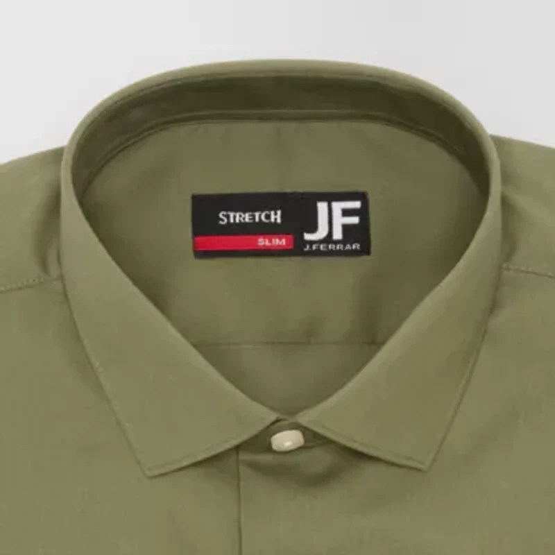 J. Ferrar Slim Ultra Comfort Mens Fit Stretch Fabric Wrinkle Free Long Sleeve Dress Shirt