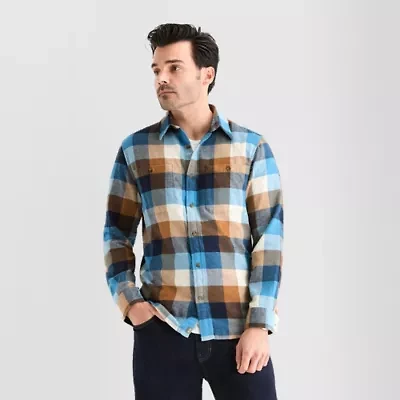 mutual weave Mens Long Sleeve Regular Fit Flannel Shirt