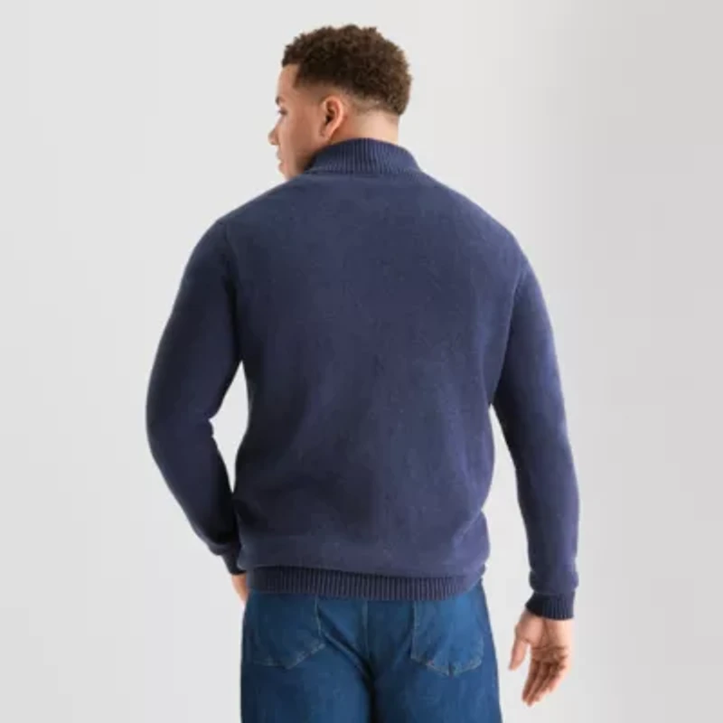 St. John's Bay Quarter Zip Big and Tall Mens Mock Neck Long Sleeve Pullover Sweater