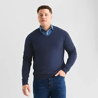 St. John's Bay Fine Gauge Big and Tall Mens V Neck Long Sleeve Pullover Sweater