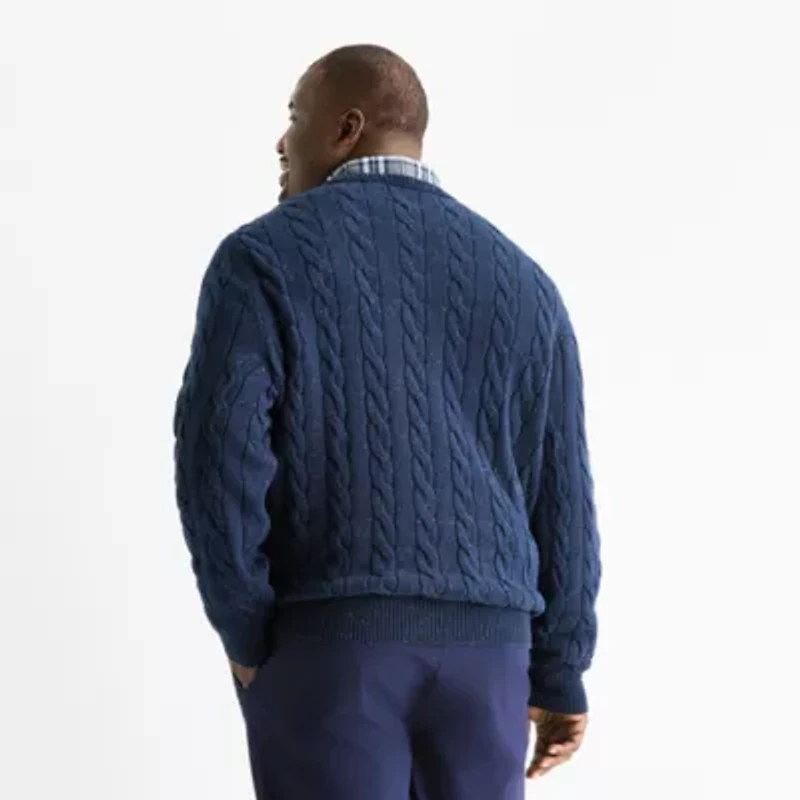 St. John's Bay Cable Big and Tall Mens Crew Neck Long Sleeve Pullover Sweater