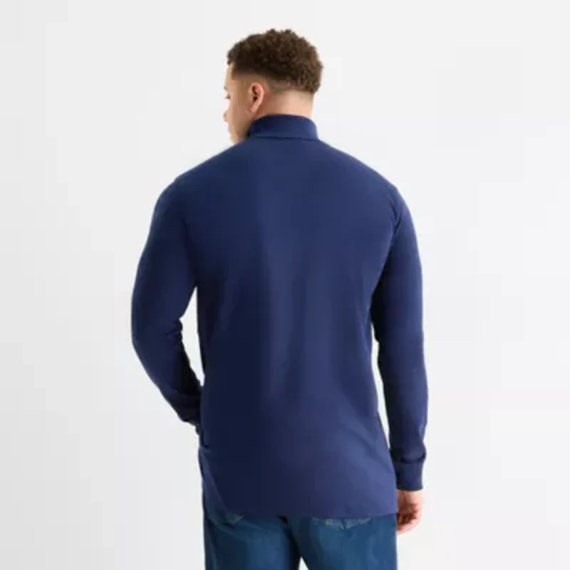 St. John's Bay Interlock Big and Tall Mens Long Sleeve Classic Fit Turtleneck