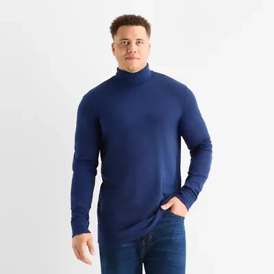 St. John's Bay Interlock Big and Tall Mens Long Sleeve Classic Fit Turtleneck