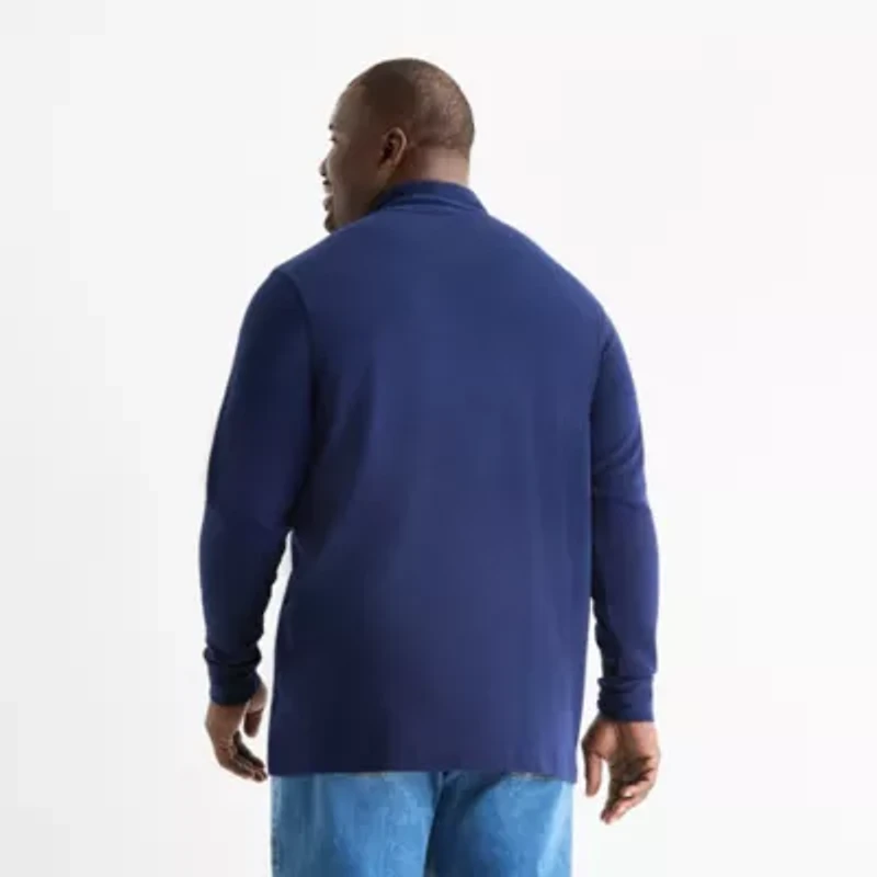 St. John's Bay Interlock Mens Long Sleeve Big and Tall Mock Neck Top