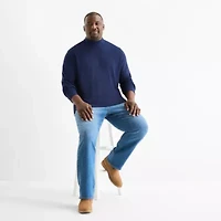 St. John's Bay Interlock Mens Long Sleeve Big and Tall Mock Neck Top