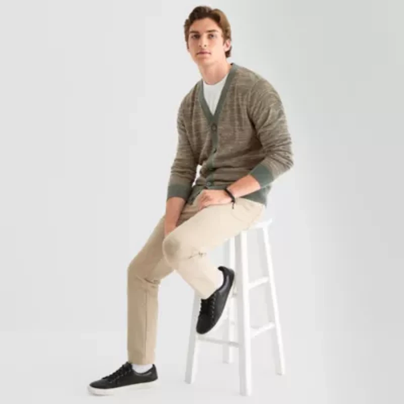 Stylus Mens V Neck Long Sleeve Button Cardigan