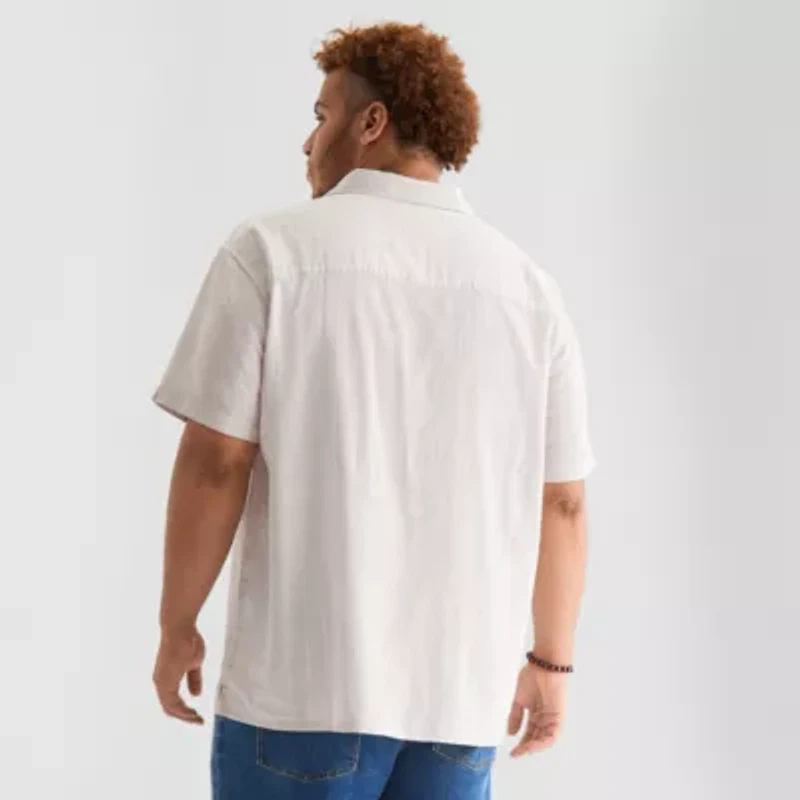 Arizona Mens Big and Tall Short Sleeve Button-Down Shirt