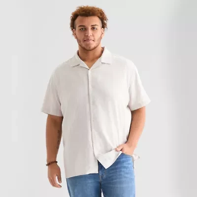 Arizona Mens Big and Tall Short Sleeve Button-Down Shirt