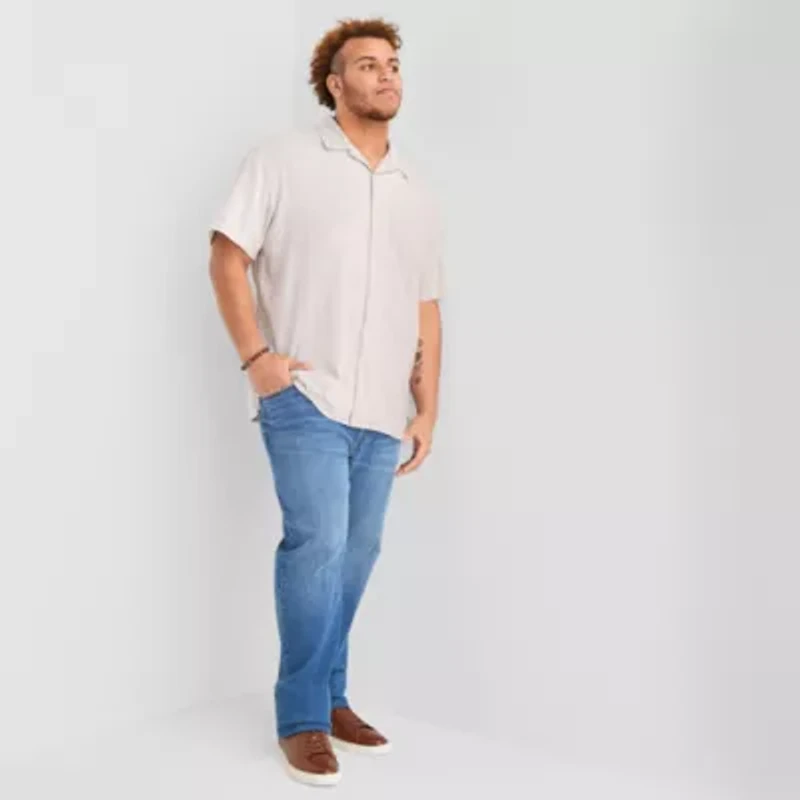 Arizona Mens Big and Tall Short Sleeve Button-Down Shirt