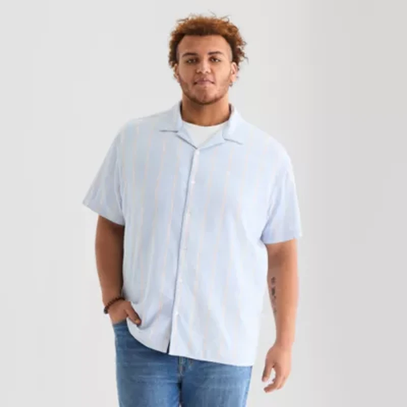 Arizona Mens Big and Tall Short Sleeve Button-Down Shirt