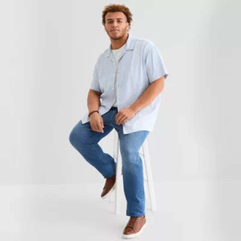 Arizona Mens Big and Tall Short Sleeve Button-Down Shirt