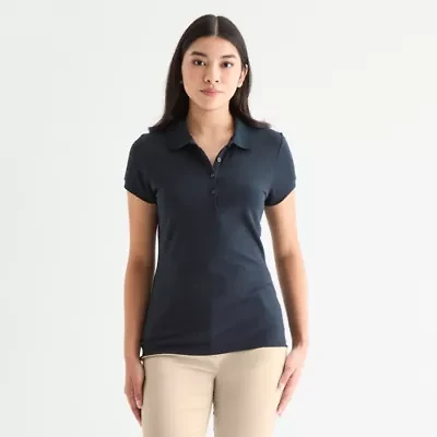 IZOD Womens Juniors Short Sleeve Polo Shirt