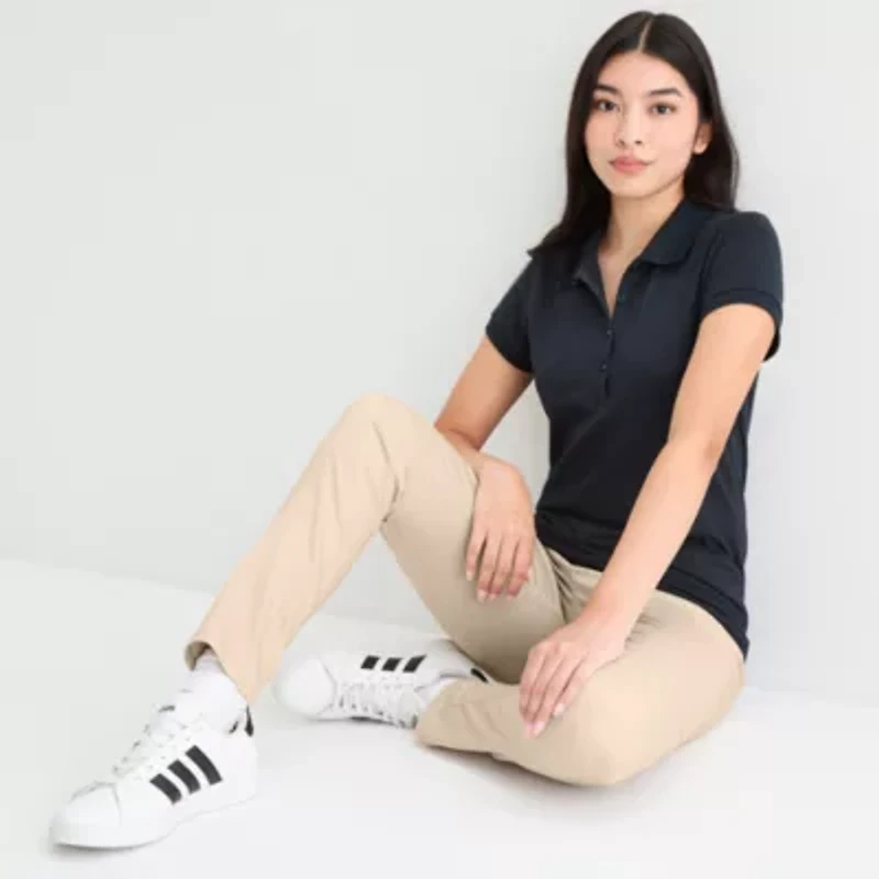 IZOD Womens Juniors Short Sleeve Polo Shirt